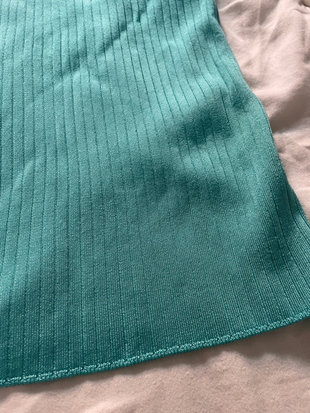 Ann Taylor Ribbed Short Sleeve Top in Teal - Picture 2 of 6